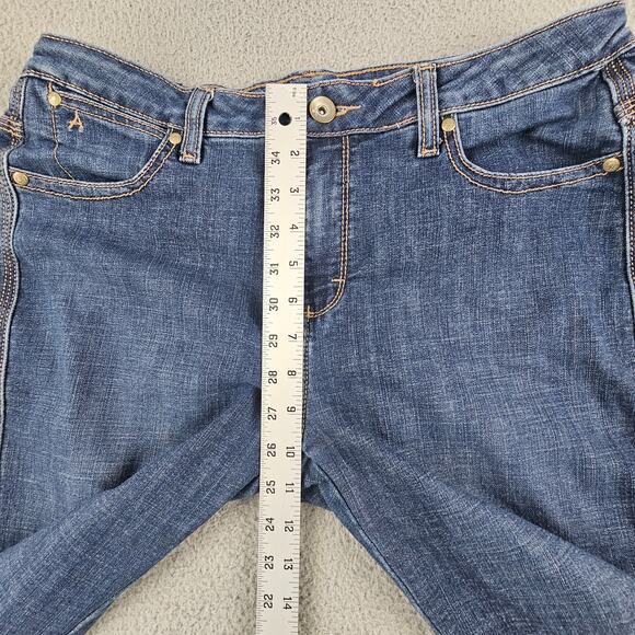 Wrangler Aura Women's Jeans Size 12 Tall Blue Denim Bootcut Stretch Embroidered - Picture 8 of 9